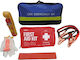 Car Emergency Kit with First Aid Kit, Fire Extinguisher, Warning Triangle, Tow Rope, Rescue Hammer & Gloves