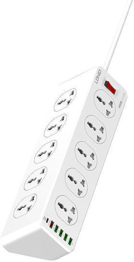 Кабелна Захранваща Лента 10 Гнезда с 5 USB-A, USB-C, Превключвател и Кабел 2m