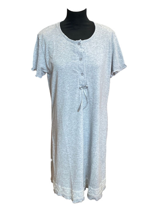 Nina Club Sommerliches Damen-Nachthemd Grau