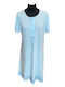 Nina Club Sommerliches Damen-Nachthemd Hellblau
