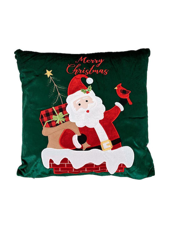 Christmas Decorative Pillow "Santa Claus" Fylliana Fl114 Green-White-Red 42x42cm