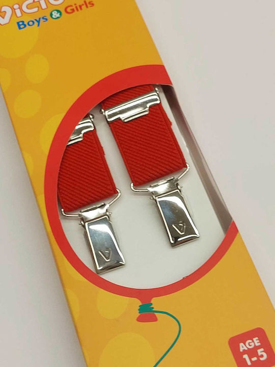Victoria Kids Suspenders in Red Colour with 3 Clips