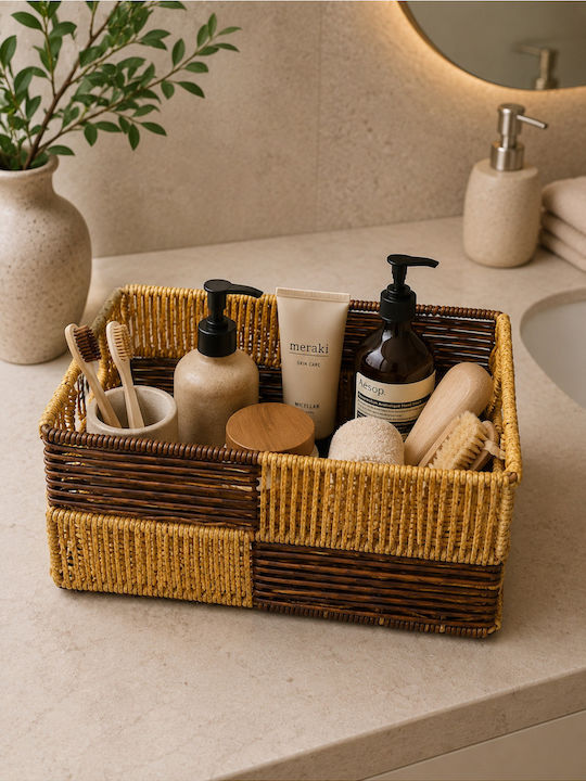 SteweHome Καλάθι Αποθήκευσης Rattan Κίτρινο 29x19cm