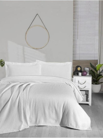 SteweHome Κουβέρτα Πλεκτή Υπέρδιπλη 220x240εκ. Λευκή