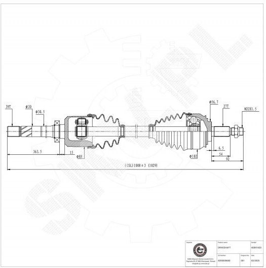 Ημιαξόνιο Renault Espace Iv Vel Satis Εμπρός Δεξιά 8200500683