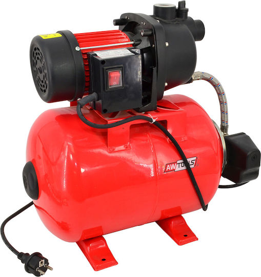 AWTools Einphasiges Wasserpumpen mit Druck Set mit 24-Liter-Behälter 1200W