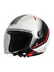 STR GP1 Black / White / Red Motorcycle Helmet Jet ECE 22.06 with Sun Visor