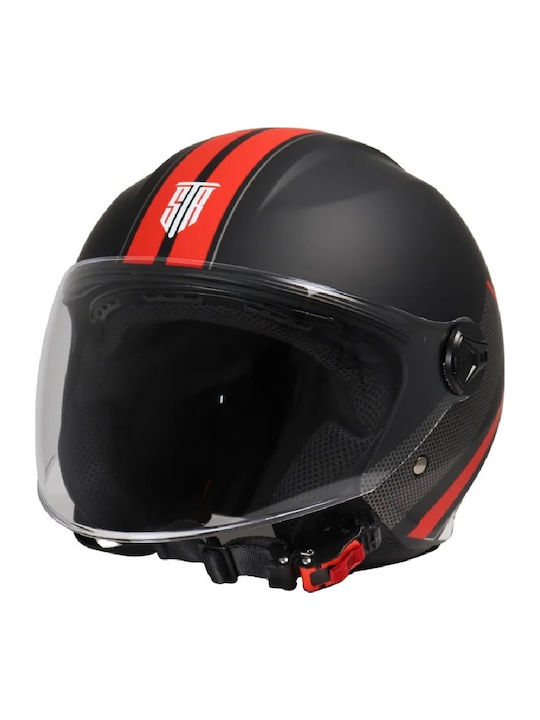 STR GP2 Black / Red Matt Κράνος Μηχανής Jet ECE 22.06 με Sunvisor