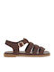 Deri Flache Damen Sandalen Braun