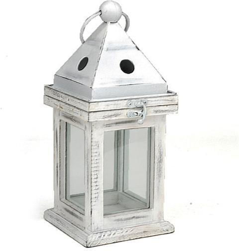Zaros Holzlaterne Weiß 13,5x13,5x32cm