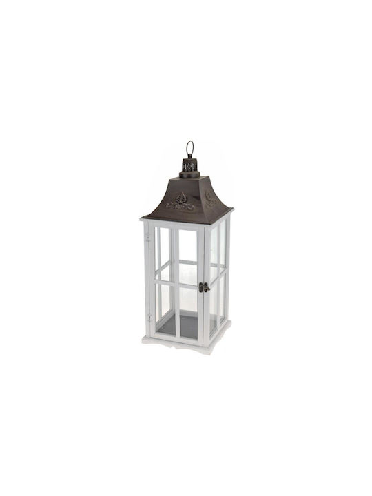Zaros Wooden Lantern White 28x28cm