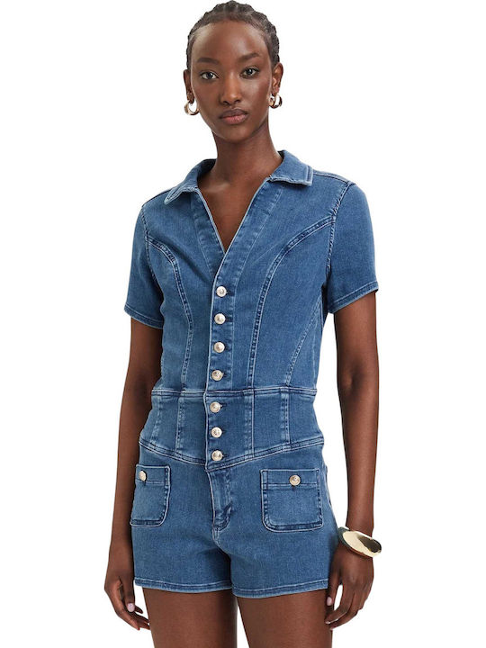 Women's Denim One-piece Shorts Blue