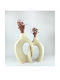 SteweHome Set Decorative Beige Ceramic Vases 14xH23cm