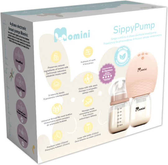 Momini SippyPump Ηλεκτρικό Μονό Θήλαστρο Μπεζ 210ml