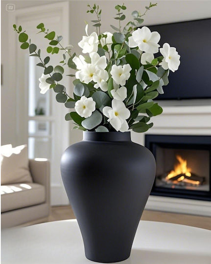 SteweHome Decorative Ceramic Vase Black 24x24xH24cm