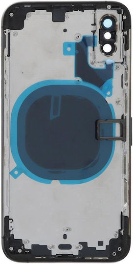 Apple Iphone Xs Back Battery Door Cover Middle Frame Housing Small Parts Black Hq Oem Logo