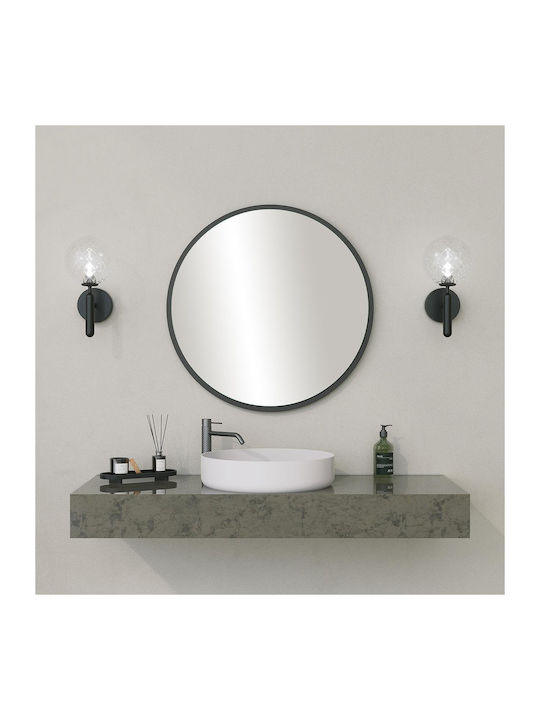 SteweHome SteweHome Rund Badezimmerspiegel aus Spanplatte 60x60cm Schwarze
