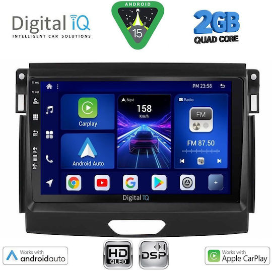 Digital IQ Car Audio System for Ford Ranger 2015-2018 Bluetooth USB WiFi GPS Apple CarPlay Android Auto with 9" Touch Screen