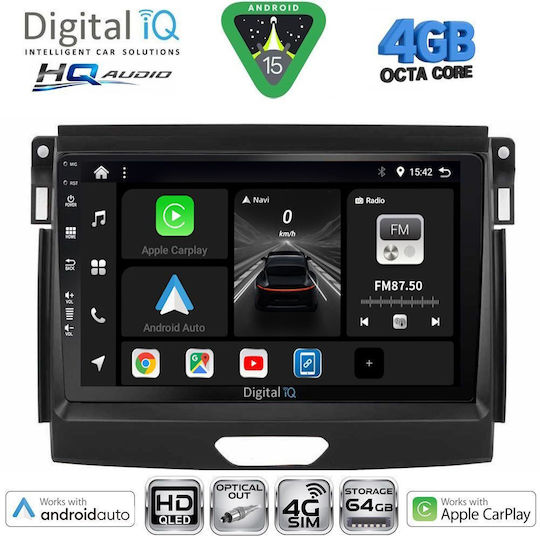 Digital IQ Ηχοσύστημα Αυτοκινήτου για Ford Ranger 2015-2018 (Bluetooth/USB/WiFi/GPS/Apple-Carplay/Android-Auto) με Οθόνη Αφής 9"