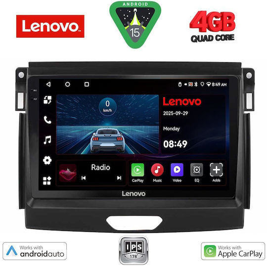 Lenovo Car Audio System for Ford Ranger 2015-2018 (Bluetooth/USB/WiFi/GPS/Apple CarPlay/Android Auto) with 9" Touch Screen