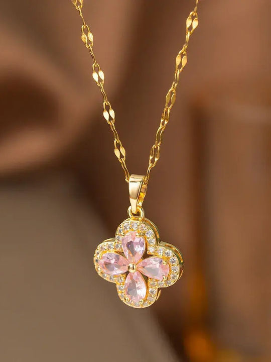 Cross from Rose Gold Plated Steel with Chain