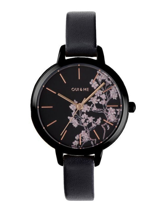 Oui & Me Women's Watch 32mm Battery with Black Leather Strap