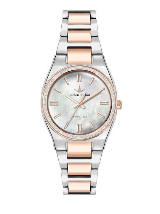 Lucien Rochat Womens Watch 34mm Battery With Pink Gold Metal Bracelet