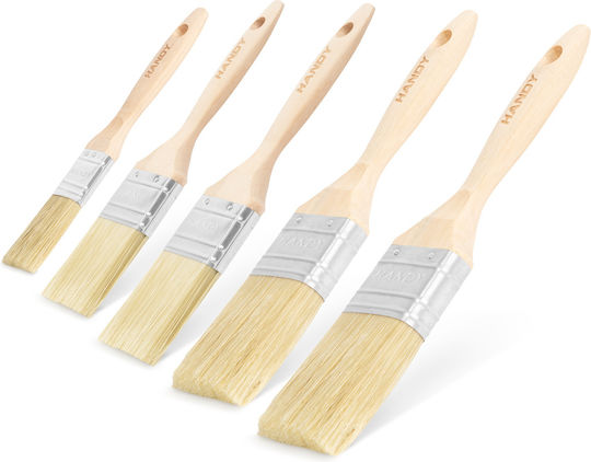 Set Pensule De Pictură 5 Bucăți 25 38 50 Mm Mâner Din Lemn Lavabil Vopsea Lac Glazură