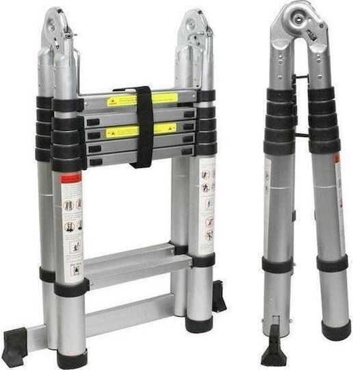 Scară Telescopică Din Aluminiu Dublă Cu Înălțime Maximă De 2.6m