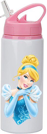 Παγούρι Cinderella Σταχτοπούτα 600ml Λευκό Ροζ Καπάκι