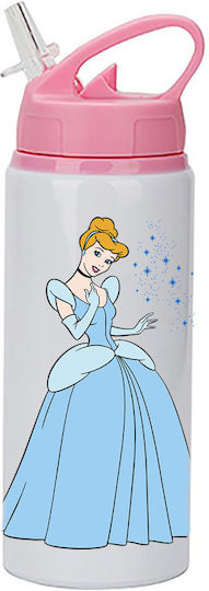 Παγούρι Cinderella Σταχτοπούτα 600ml Λευκό Ροζ Καπάκι