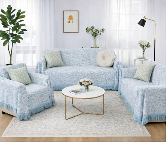 Zweisitzer-Sofa Überwurf 180x240cm Hellblau