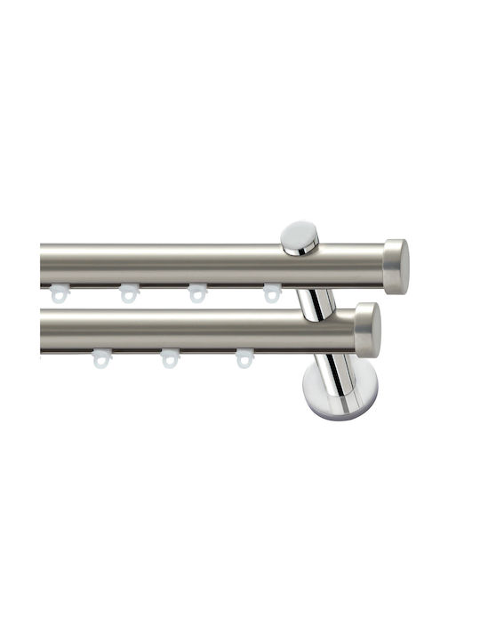 Viometale Galaxy Gilda Duo Two-Way Curtain Track Metallic In Silver Colour 200cm 22.B1.200.P7