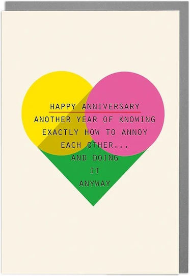 Ευχετήρια Κάρτα Φάκελο Happy Anniversary Another Year Knowing Exactly How To Annoy Each Other & Doing It Anyway 11.4x15.8 Lola Desing