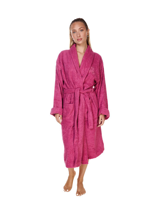 Comfort Comfort Bademantel mit Halsband in Fuchsie Farbe Comfort Comfort Bademantel mit Halsband in Fuchsie Farbe