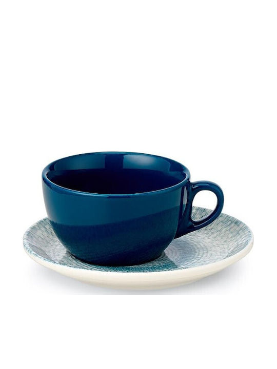 Cryspo Trio Set Of Blue Porcelain Tea Cups 230ml 6 Pieces