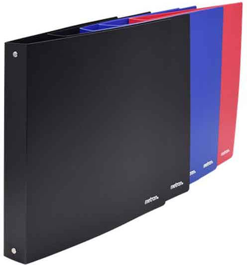 Metron Clipboards & Form Holders 4 Rings Plastic A4 4cm Black