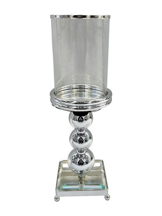 Kerzenhalter Glas in Silber Farbe 11x11x35cm