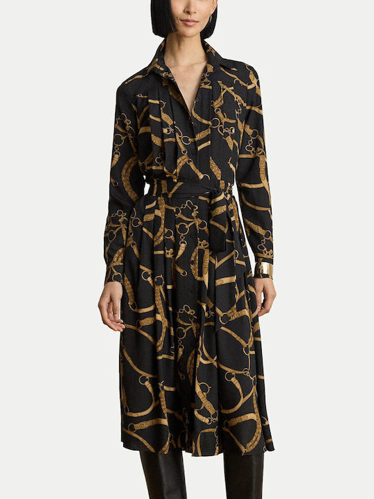 Summer Midi Shirt Dress Black