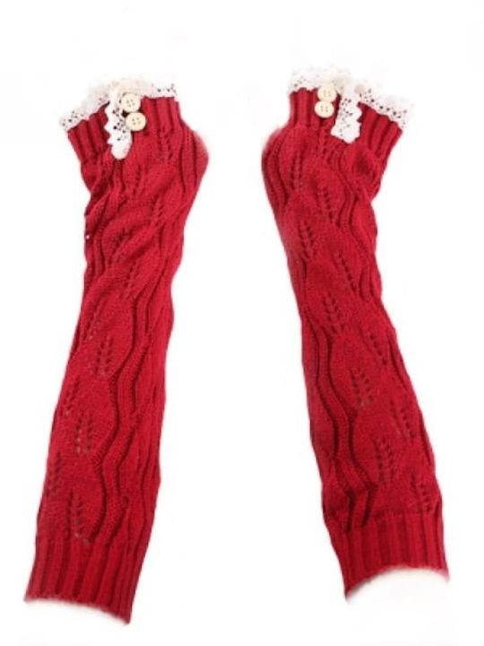 Red Women's Knitted Gloves Fingerless