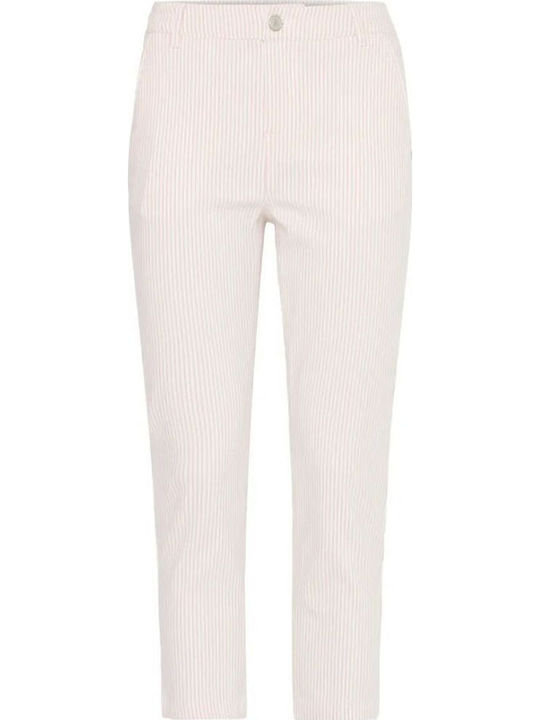 Women's Fabric Striped Pink Trousers