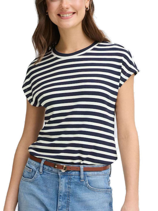 Women's Striped Navy Blue T-shirt