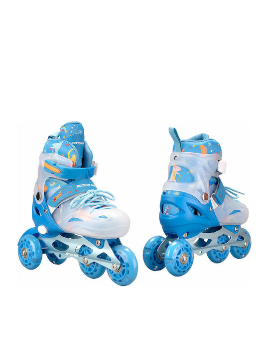 Action One Blaue Dinosaurier Einstellbare Inline Skates Größe M 33-37 Blau