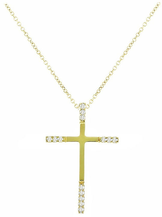 Senzio Belibasakis Women's Gold Cross 9K with Chain