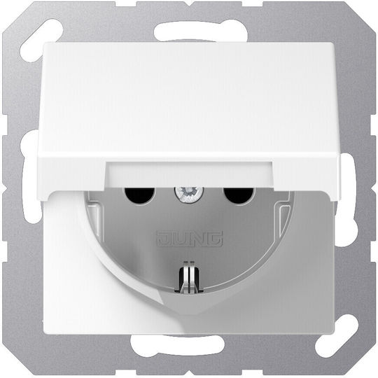 Jung Single Power Socket Waterproof with Lid White