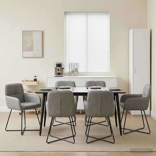 Samt Ess- und Küchenstühle Grau 6 Stück 59x56.5x86cm
