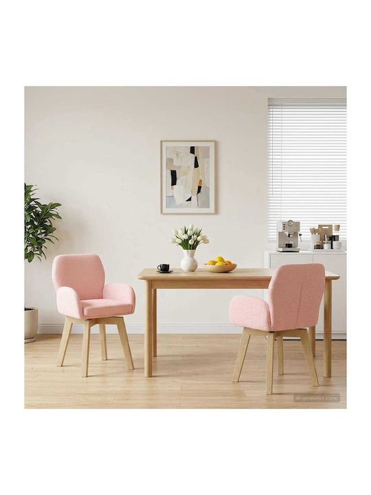 Dining Armchairs With Fabric Upholstery Pink 2 Pieces 54x58x87cm