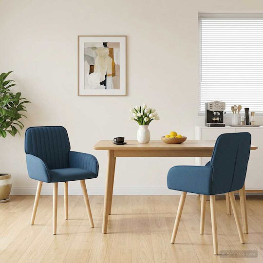 Dining Armchairs With Blue Fabric Upholstery 2 Pieces 56.5x50x87.5cm