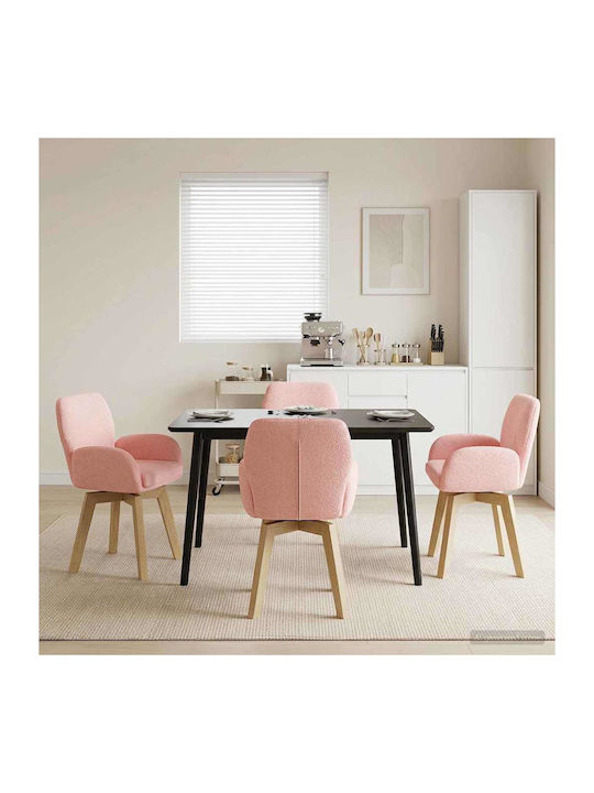 Dining Armchairs With Fabric Upholstery Pink 4 Pieces 54x58x87cm