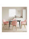 Dining Armchairs With Fabric Upholstery Pink 4 Pieces 54x58x87cm